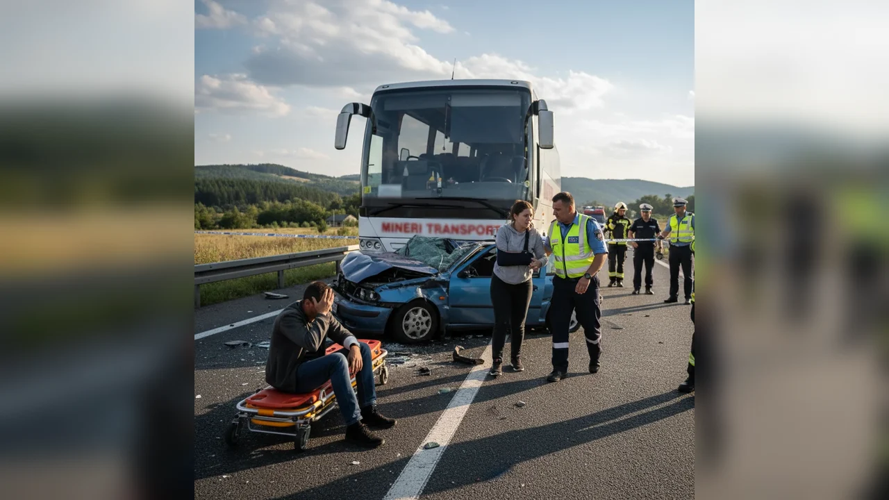 Accident pe DN 67, la Meriș: Două persoane rănite