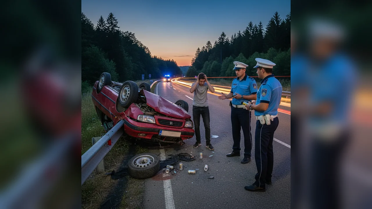 Adolescent de 16 ani, fără permis și băut la volan, implicat într-un accident rutier local