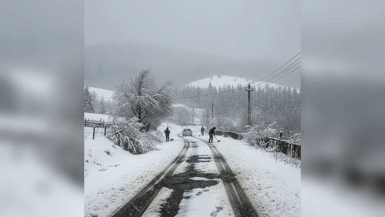 Cod galben de iarnă severă la Drobeta Turnu-Severin: avertizare de ninsori, lapoviță, polei și vânt în nordul județului Mehedinți