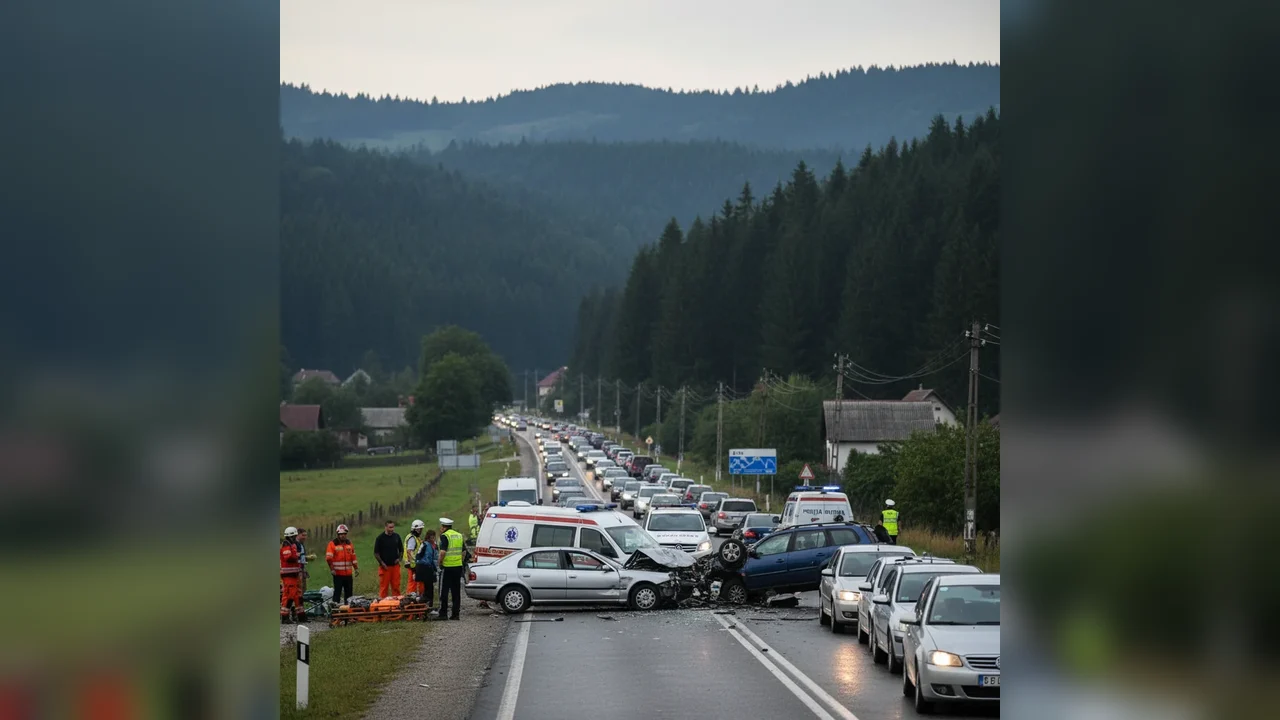 Două persoane rănite și trafic blocat complet