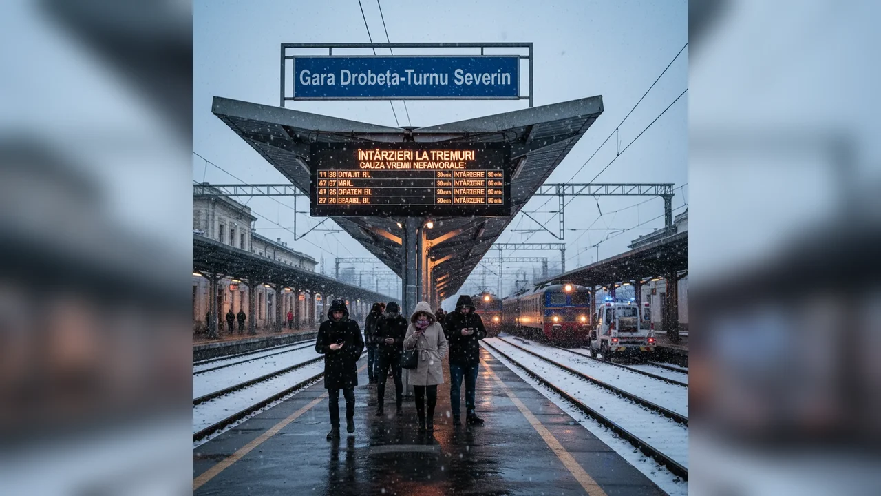 Trenuri întârziate în Gara Drobeta-Turnu Severin din cauza vremii nefavorabile